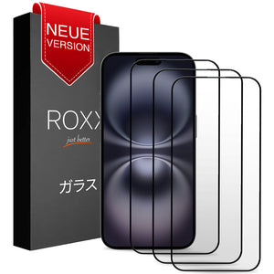 ROXX NEO Japanisches 9H 3D Schutzglas (3 Stück) | Verdeckt nicht das Display | Für iPhone 16 | Abgerundete Kanten | Härter | Klarer | Kratzresistenter | Bruchsicherer | Für Panzerglas ROXX NEO Japanisches 9H 3D Schutzglas (3 Stück) | Verdeckt nicht das Display | Für iPhone 16 | Abgerundete Kanten | Härter | Klarer | Kratzresistenter | Bruchsicherer | Für Panzerglas