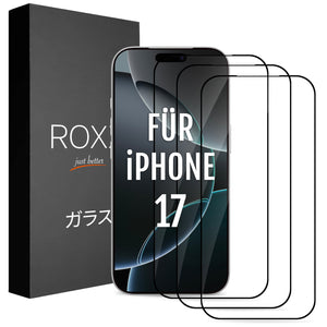 ROXX NEO Japanisches 9H 3D Panzerglas (3 Stück) | Verdeckt nicht das Display | iPhone 17