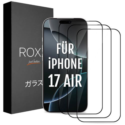 ROXX NEO Japanisches 9H 3D Panzerglas (3 Stück) | Verdeckt nicht das Display | iPhone 17 Air