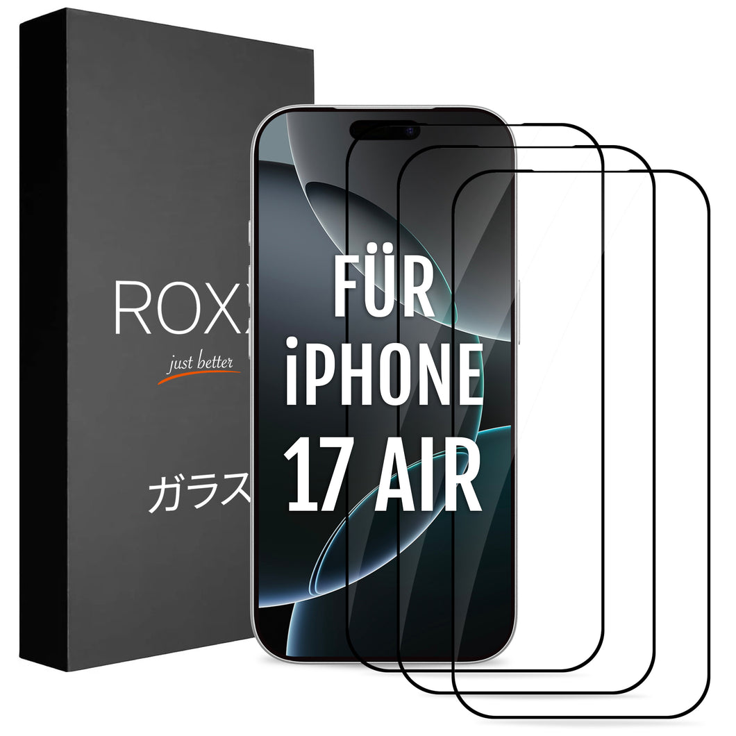 ROXX NEO Japanisches 9H 3D Panzerglas (3 Stück) | Verdeckt nicht das Display | iPhone 17 Air