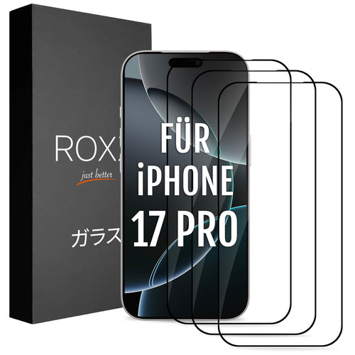 ROXX NEO Japanisches 9H 3D Panzerglas (3 Stück) | Verdeckt nicht das Display | iPhone 17 Pro