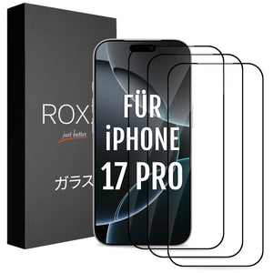 ROXX NEO Japanisches 9H 3D Panzerglas (3 Stück) | Verdeckt nicht das Display | iPhone 17 Pro