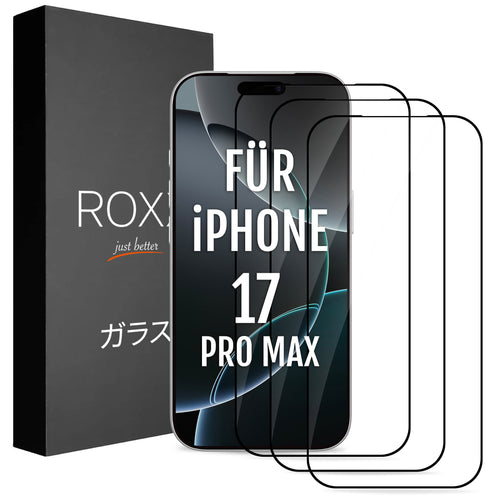 ROXX NEO Japanisches 9H 3D Panzerglas (3 Stück) | Verdeckt nicht das Display | iPhone 17 Pro Max
