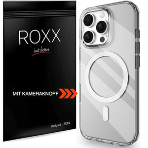 ROXX Clear Case Hülle | iPhone 16 Pro Max | Mit Kameraknopf | Mit MagSafe