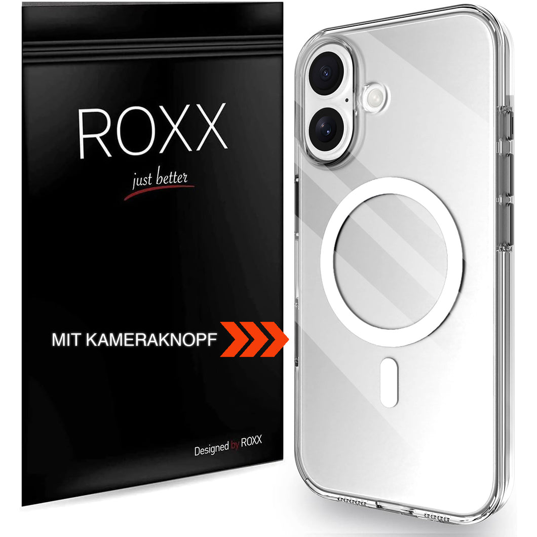 ROXX Clear Case Hülle | iPhone 16 | Mit Kameraknopf | Mit MagSafe