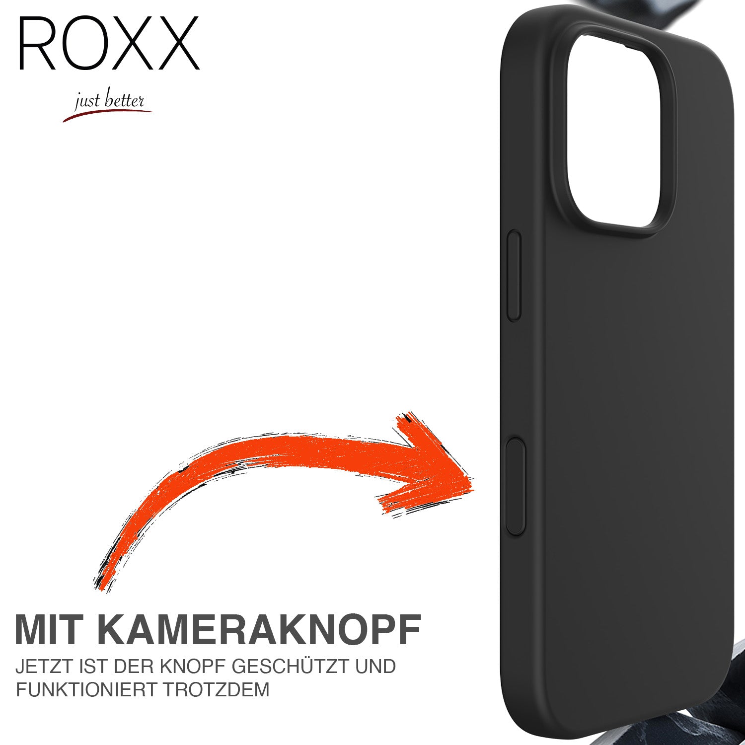 Roxx - Custodia trasparente per iPhone 16 Pro Max, con pulsante per Roxx - Custodia trasparente per iPhone 16 Pro Max, con pulsante per