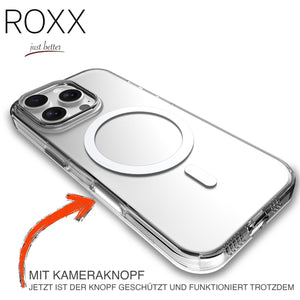 ROXX Clear Case Hülle | iPhone 16 Pro | Mit Kameraknopf | Mit MagSafe