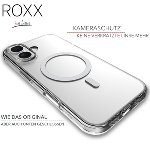 ROXX Clear Case Hülle | iPhone 16 | Mit Kameraknopf | Mit MagSafe