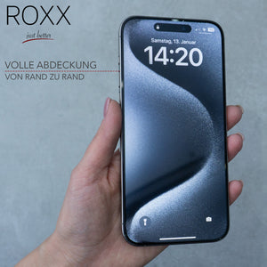 ROXX NEO Japanisches 9H 3D Panzerglas (3 Stück) | Volle Displayabdeckung | iPhone 15 Pro Max