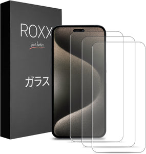 ROXX Japanisches 9H Panzerglas (3 Stück) | iPhone 15 Pro | Volle Displayabdeckung