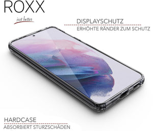 ROXX Samsung Galaxy S21 Plus Antigelb Clear Case Hardcase Hülle | 9H Kratzfeste Glasrückseite