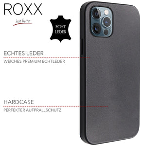 ROXX Hard Case Echt Leder Hülle | Für Apple iPhone 12 Mini (5,4 Zoll) | Wie das Original nur Besser