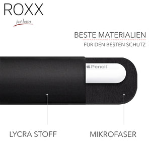 ROXX Apple Pencil Hülle aus Lycra mit Innenschutz | 2 Stück | Elastisch | Selbstklebend | Für Apple Pencil 1. & 2. Generation