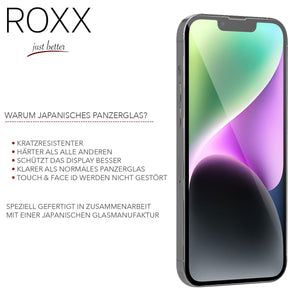 ROXX Japanisches 9H Panzerglas (3 Stück) | iPhone 14 Plus | Volle Displayabdeckung