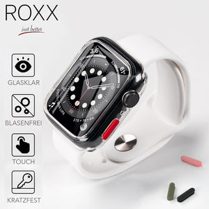 ROXX Apple Watch 6, 5, 4 & SE Clear Case Hardcase Hülle mit 9H Panzerglas Front