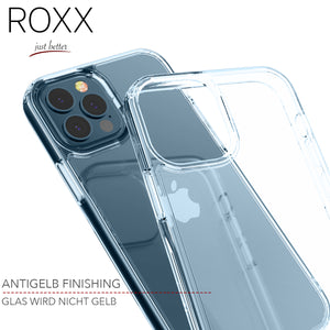 ROXX Apple iPhone 12 Pro Max 6,7 Zoll Antigelb Clear Case Hardcase Hülle | 9H Kratzfeste Glasrückseite