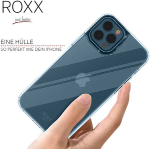 ROXX Apple iPhone 12 / 12 Pro 6,1 Zoll Antigelb Clear Case Hardcase Hülle | 9H Kratzfeste Glasrückseite
