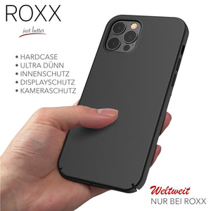 ROXX Apple iPhone 12 & 12 Pro Slim Case | Hardcase mit Innenschutz & Displayschutz