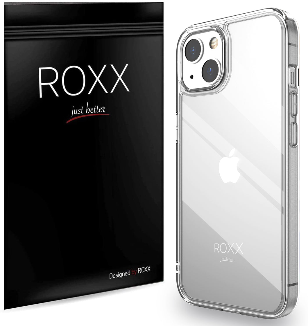 ROXX iPhone 13 (6,1 Zoll) Antigelb Clear Case Hardcase Hülle | 9H Kratzfeste Glasrückseite