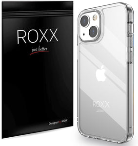 ROXX iPhone 13 Mini (5,4 Zoll) Antigelb Clear Case Hardcase Hülle | 9H Kratzfeste Glasrückseite