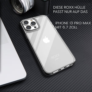 ROXX iPhone 13 Pro Max (6,7 Zoll) Antigelb Clear Case Hardcase Hülle | 9H Kratzfeste Glasrückseite
